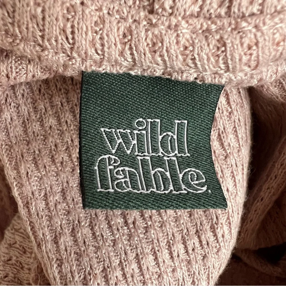 Wild Fable Waffle Knit Thermal Hoodie Cropped Top Sweatshirt High Low Large‎ - Picture 3 of 5